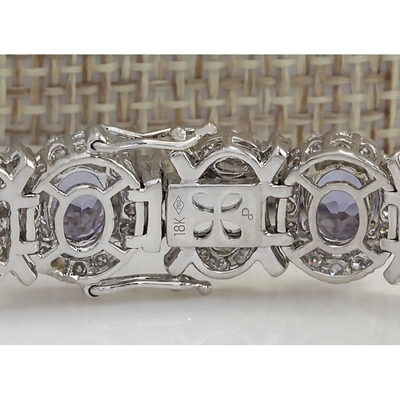 สร้อยข้อมือแทนซาไนท์ธรรมชาติและเพชร 24.70 CTW ตัวเรือนทองคำขาวแท้ 14K