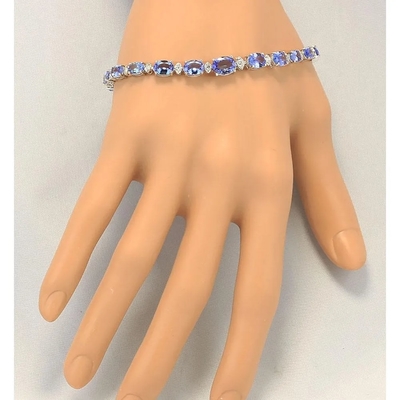 สร้อยข้อมือแทนซาไนท์ธรรมชาติและเพชร 11.80 CTW ตัวเรือนทองคำขาวแท้ 14k