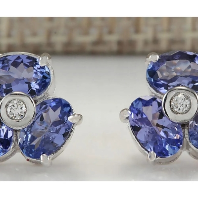 0.5 กะรัตสาขาออกแบบดอกไม้ JewellersClub Tanzanite Ring เครื่องประดับแหวนเงินสเตอร์ลิงประดับเพชรสีขาว