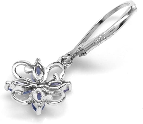 0.5 กะรัตสาขาออกแบบดอกไม้ JewellersClub Tanzanite Ring เครื่องประดับแหวนเงินสเตอร์ลิงประดับเพชรสีขาว