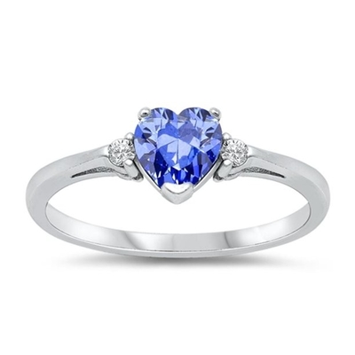 Flower Design JewellersClub Tanzanite Ring เครื่องประดับแหวนเงินแท้ประดับเพชรสีขาว