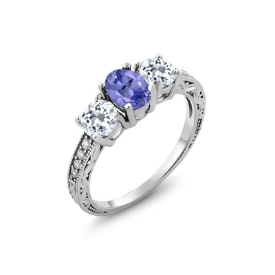 Jewellers Club Tanzanite Ring เครื่องประดับหินเกิดพร้อมเพชรสีขาว