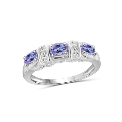 Jewellers Club Tanzanite Ring เครื่องประดับหินเกิดพร้อมเพชรสีขาว