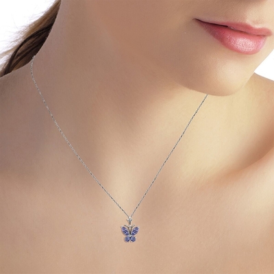 สร้อยคอจี้ Solitaire Angara Natural Tanzanite สำหรับผู้หญิงหญิง 14K