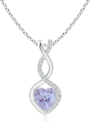 สร้อยคอจี้หัวใจอินฟินิตี้แทนซาไนท์ธรรมชาติ เพชรเงินแท้ 14K