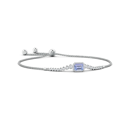 สร้อยข้อมือ ANGARA Natural Tanzanite แบบปรับได้สำหรับผู้หญิงหญิง ทองคำขาว 14K