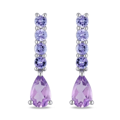 เครื่องประดับ Mythos Claw Amethyst Silver Drop Earrings สำหรับผู้หญิง