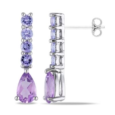 เครื่องประดับ Mythos Claw Amethyst Silver Drop Earrings สำหรับผู้หญิง