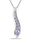 1/3 กะรัต ที.ดับบลิว. สร้อยคอพร้อมจี้ Amethyst 7-Stone Journey ในเงินสเตอร์ลิง
