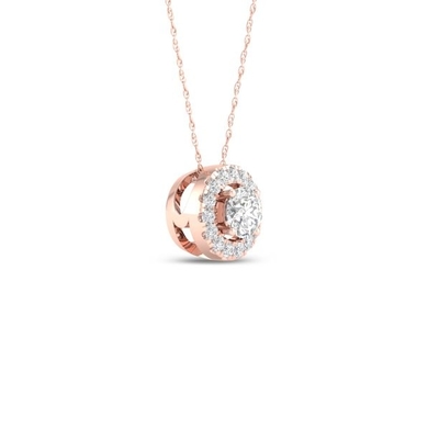 อิมพีเรียล 1 / 6Ct TDW Diamond 10k Rose Gold Round Diamond Halo Pendant Necklace