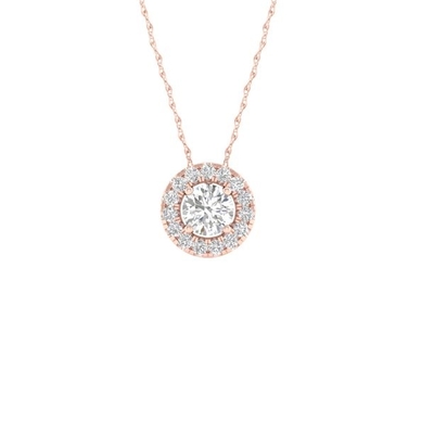 อิมพีเรียล 1 / 6Ct TDW Diamond 10k Rose Gold Round Diamond Halo Pendant Necklace