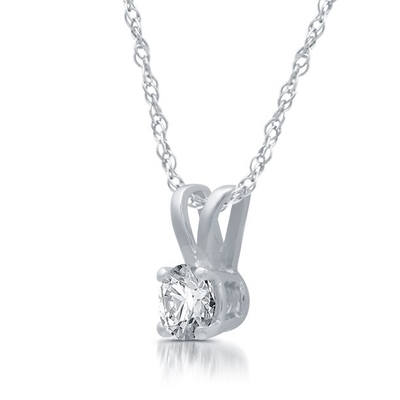 สร้อยคอพร้อมจี้เพชรทรงกลม 1/5 กะรัต ตัวเรือนไวท์โกลด์ 14K