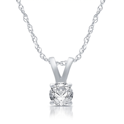 สร้อยคอพร้อมจี้เพชรทรงกลม 1/5 กะรัต ตัวเรือนไวท์โกลด์ 14K