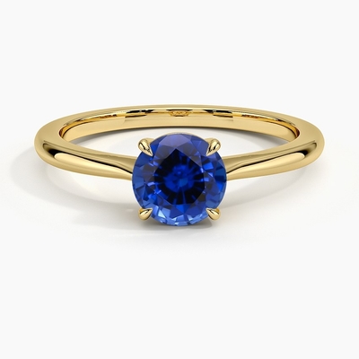 Selena 4ct Cushion Cut แหวนหมั้นไพลินสีน้ำเงินสำหรับผู้หญิง