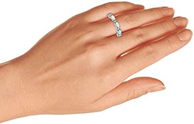 Thin CZ Accent Stackable 1/2 Eternity Oval Blue Pink สร้างแหวนวงโอปอลสำหรับผู้หญิง