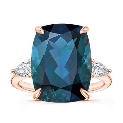 Girls Diamond Accents Blue Topaz Ring With 925 Sterling Silver