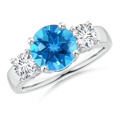 Girls Diamond Accents Blue Topaz Ring With 925 Sterling Silver