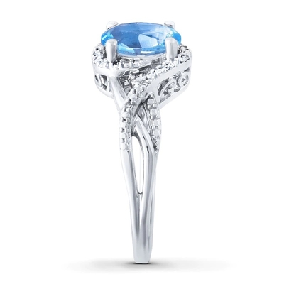 Lab สร้างแหวนโอปอลสีน้ำเงิน White Topaz ด้วยเงินแท้ 925