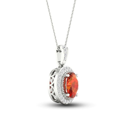 Natural Citrine Lab สร้างสร้อยคอไพลินสีขาว 10K White Gold 18&quot;