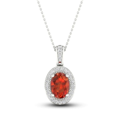 Natural Citrine Lab สร้างสร้อยคอไพลินสีขาว 10K White Gold 18&quot;