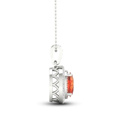 Natural Citrine Lab สร้างสร้อยคอไพลินสีขาว 10K White Gold 18&quot;