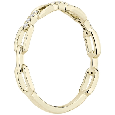 9K Rose Gold With Silver Diamond Link Fashion Ring สำหรับผู้หญิง