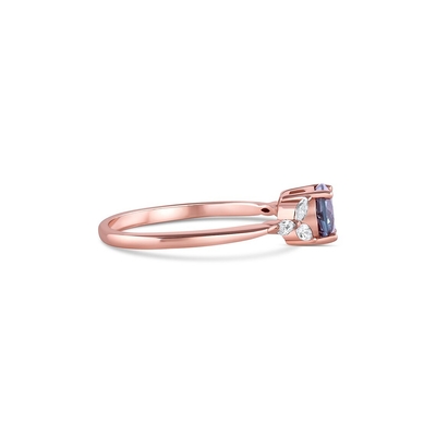 เงินสเตอร์ลิงวินเทจ Alexandrite แหวนกุหลาบทองเต็มแหวนสำหรับผู้หญิงงบเครื่องประดับแหวนมินิมอล