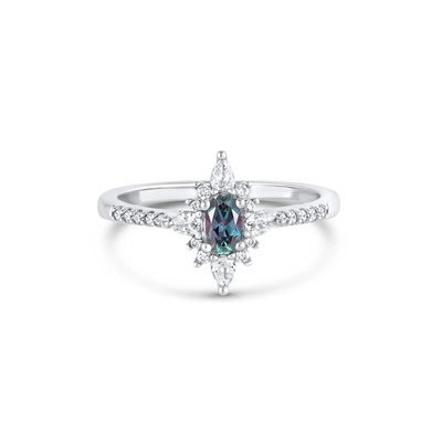เงินสเตอร์ลิงวินเทจ Alexandrite แหวนกุหลาบทองเต็มแหวนสำหรับผู้หญิงงบเครื่องประดับแหวนมินิมอล
