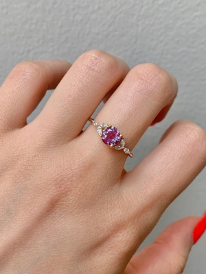 เงินสเตอร์ลิงวินเทจ Alexandrite แหวนกุหลาบทองเต็มแหวนสำหรับผู้หญิงงบเครื่องประดับแหวนมินิมอล