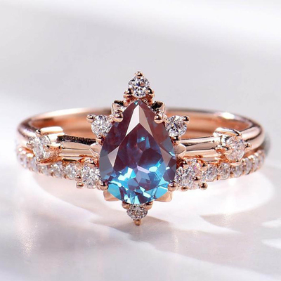 แหวนหมั้นสุดหรูทรงหยดน้ำ Moonstone Ring Moon Stone แหวนหมั้น Womens