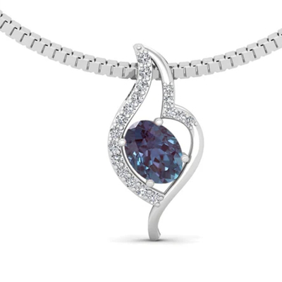925 เงินสเตอร์ลิงเปลี่ยนสี Alexandrite จี้สร้อยคอ Alexandrite ที่ไม่ซ้ำใครสำหรับผู้หญิง