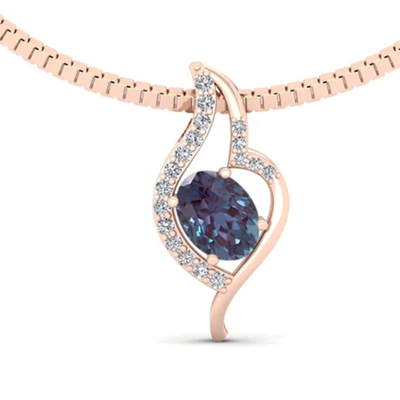 925 เงินสเตอร์ลิงเปลี่ยนสี Alexandrite จี้สร้อยคอ Alexandrite ที่ไม่ซ้ำใครสำหรับผู้หญิง