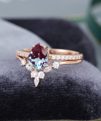 Round Cut 1CT Center Synthetic Alexandrite Bezel Solitaire 14k White Gold Pendants สร้อยคอสร้อยคอจี้ Alexandrite