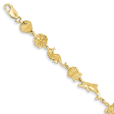 Ross-Simons สร้อยข้อมือ Sea Life Bolo สีเงินสามโทน