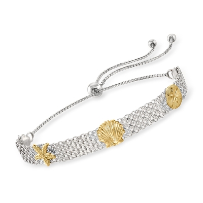 Ross-Simons สร้อยข้อมือ Sea Life Bolo สีเงินสามโทน
