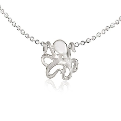 สร้อยคอ Octopus ขนาดเล็กสำหรับผู้หญิง เงินสเตอร์ลิง - เครื่องประดับ Octopus สำหรับผู้หญิง เครื่องประดับ Sea Life ของขวัญ Octopus