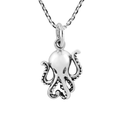 สร้อยคอจี้เงินสเตอร์ลิง Octopus ทะเลมหัศจรรย์เครื่องประดับชีวิตทะเลสำหรับคนรักมหาสมุทร