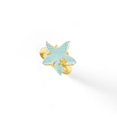 ต่างหูห่วงปลาดาวเคลือบสีน้ำเงินอิตาลีในทองคำ 14kt สีเหลือง 1 1/4