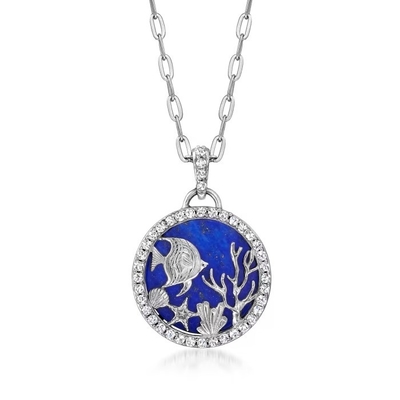 Hawai Jewelry Sea Life คลิปหนีบกระดาษลิงค์สร้อยคอจี้ CZ เป็นเงินสเตอร์ลิง