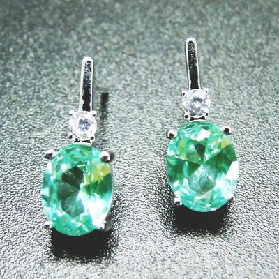 สีเขียว Spinels Cubic Zircon แหวนต่างหูเงินแท้ 925 ชุดเครื่องประดับแฟชั่น