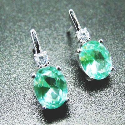 สีเขียว Spinels Cubic Zircon แหวนต่างหูเงินแท้ 925 ชุดเครื่องประดับแฟชั่น