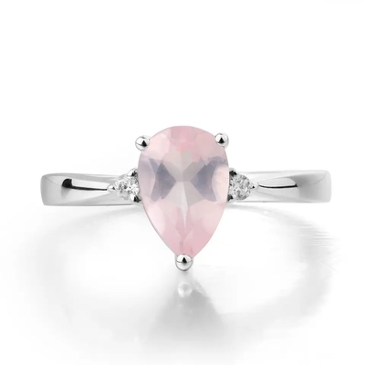 แหวนเงินสเตอร์ลิงสีเขียว Spinel แหวนแฟชั่นรูปลูกแพร์ Solitaire แหวนหมั้นแต่งงาน