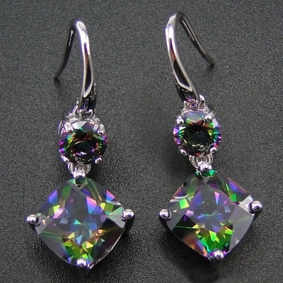 ขายส่งเงินแท้ 925 ล้านล้านเจียระไนสร้อยข้อมือ Mystic Topaz Tennnis