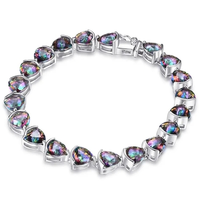 ขายส่งเงินแท้ 925 ล้านล้านเจียระไนสร้อยข้อมือ Mystic Topaz Tennnis