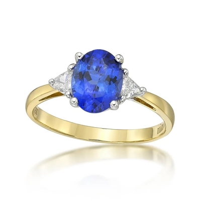 925 เงินสเตอร์ลิงขายส่งแหวน Tanzanite รูปไข่ตัดหินสีฟ้า Tanzanite แหวนหมั้นแต่งงาน