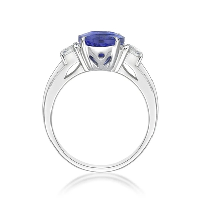 925 เงินสเตอร์ลิงขายส่งแหวน Tanzanite รูปไข่ตัดหินสีฟ้า Tanzanite แหวนหมั้นแต่งงาน