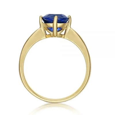 925 เงินสเตอร์ลิง 14K เครื่องประดับทอง Tanzanite แหวนรอบ Brilliant Cut Tanzanite Diamond Solitaire Ring