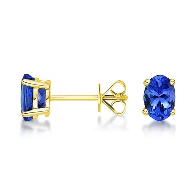 เครื่องประดับงานแต่งงาน ต่างหูยาวสีน้ำเงิน Tanzanite Color Stone เงิน 925 ชุบโรเดียม