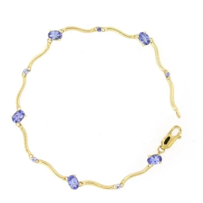 เครื่องประดับแฟชั่นเงินแท้ 925 Trillion Cut Tanzanite สร้อยข้อมือเทนนิส