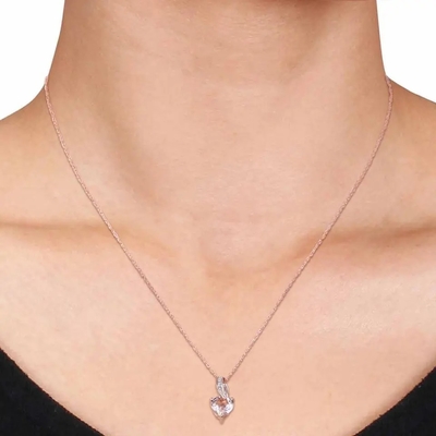 ออกแบบใหม่ Rose Gold Plated Morganite Stones ผู้หญิงของขวัญสร้อยคอจี้แต่งงาน
